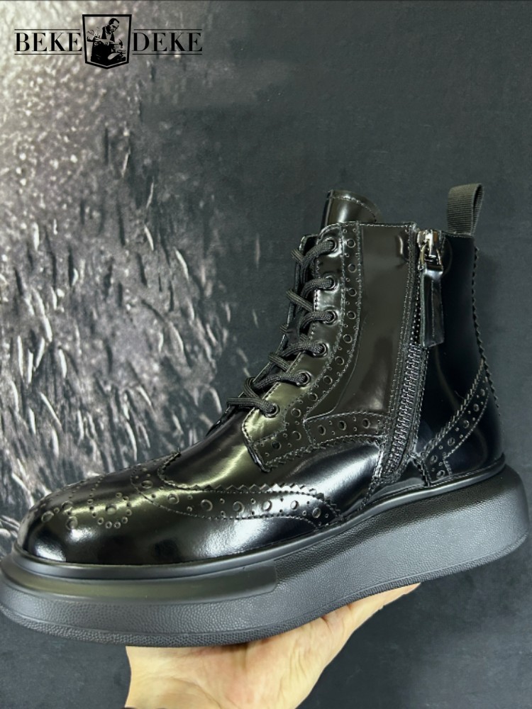 Men'S Shoes Brogues - Outono masculino botas curtas de couro