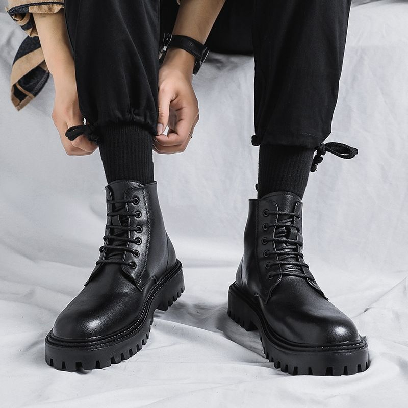 Men'S Shoes To Increase Height - Botas de Couro Masculinas de Cano