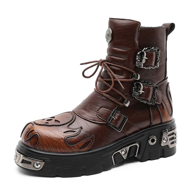 Men'S Shoes To Increase Height - Botas de Motocicleta Masculinas Estilo Punk