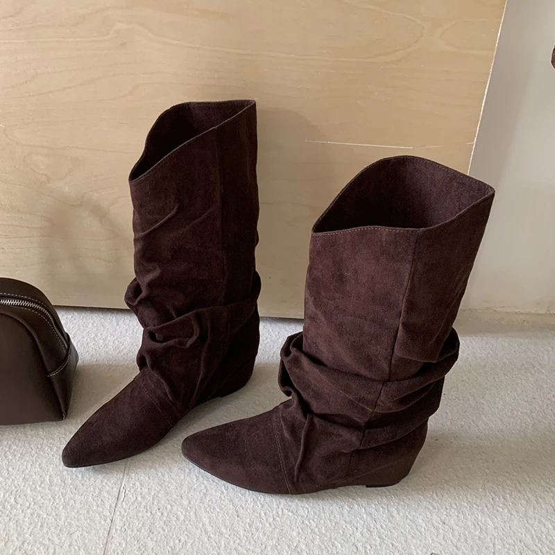 Chelsea Boots Suede - Flats botas femininas dedo do pé