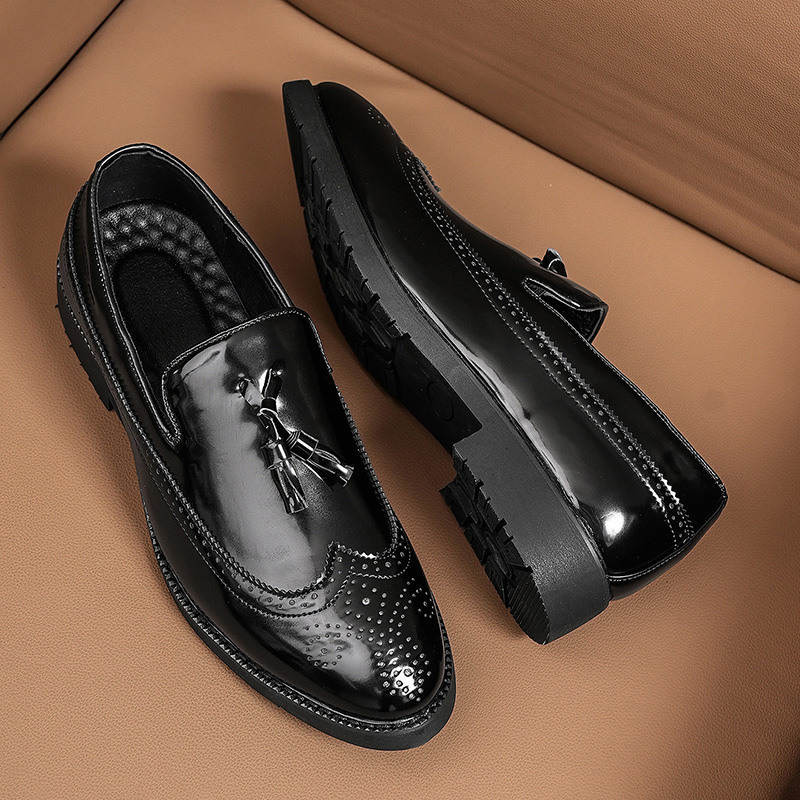 Men'S Shoes Brogues - Homens de couro de patente escultura