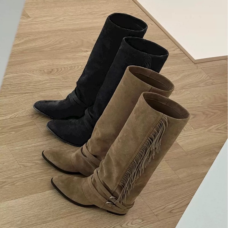Chelsea Boots Suede - Mulheres joelho-botas altas borla design botas
